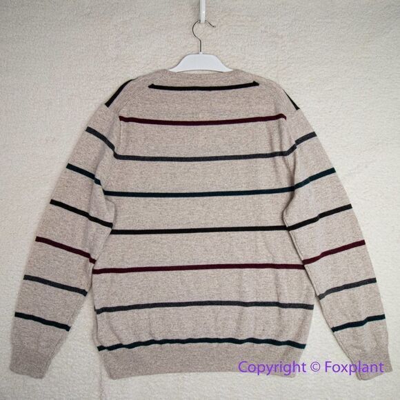 NEW J. Crew men's Cashmere sweater in stripe, Hthr Birch Multi Stripe,‎ XL - Picture 13 of 16